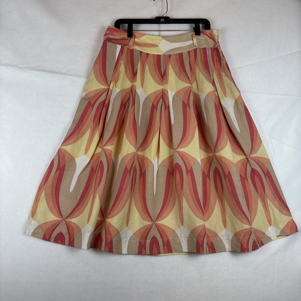 Ladies Women's Emma James Skirt Orange Print Dillards Sz 12 "cottagecore"